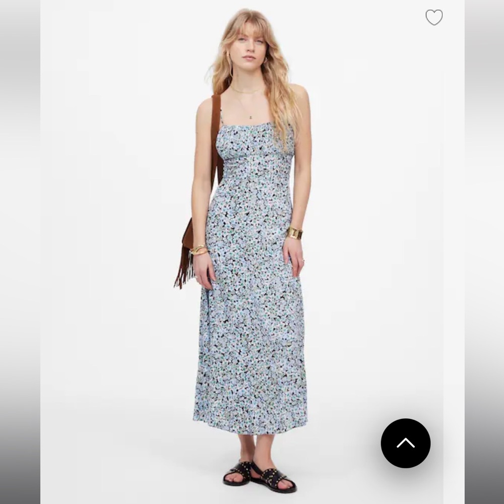 SOLD Madewell ruched sweetheart floral midi dress